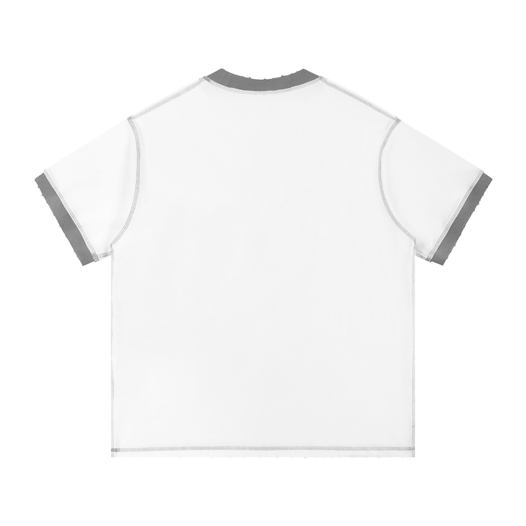 SIMPLE Contrast-Stitched Cotton T