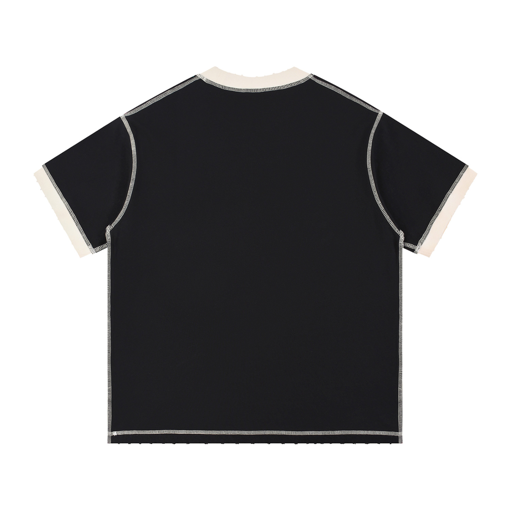 SIMPLE Contrast-Stitched Cotton T