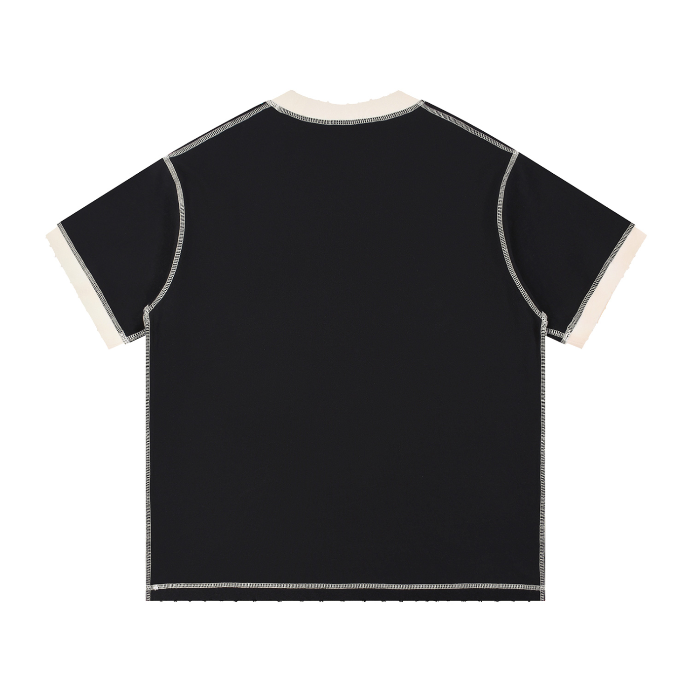 SIMPLE Contrast-Stitched Cotton T