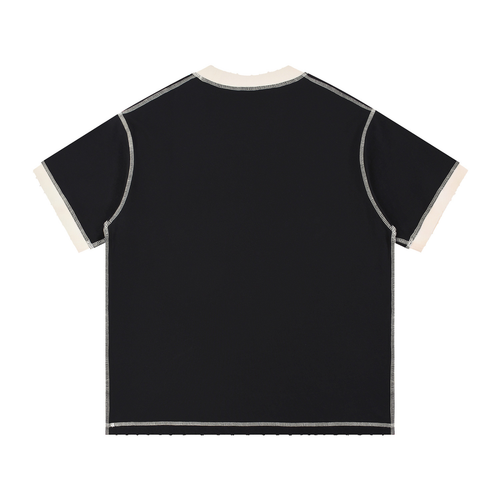 SIMPLE Contrast-Stitched Cotton T
